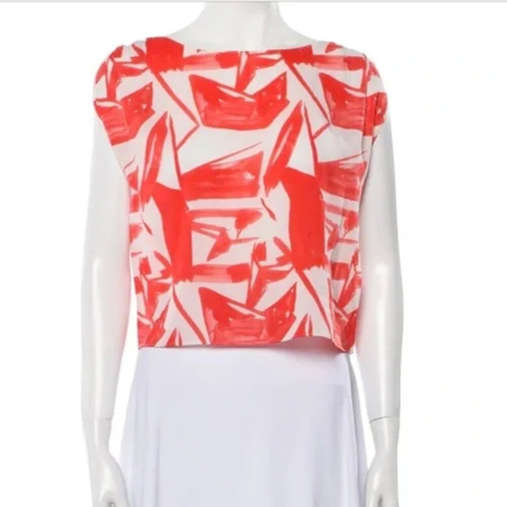Alice & Olivia Silk Abstract Print Blouse